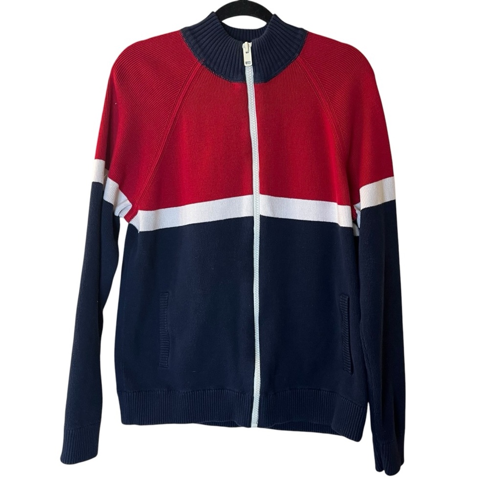 Express Color Block Zip-Up Sweater Sz L